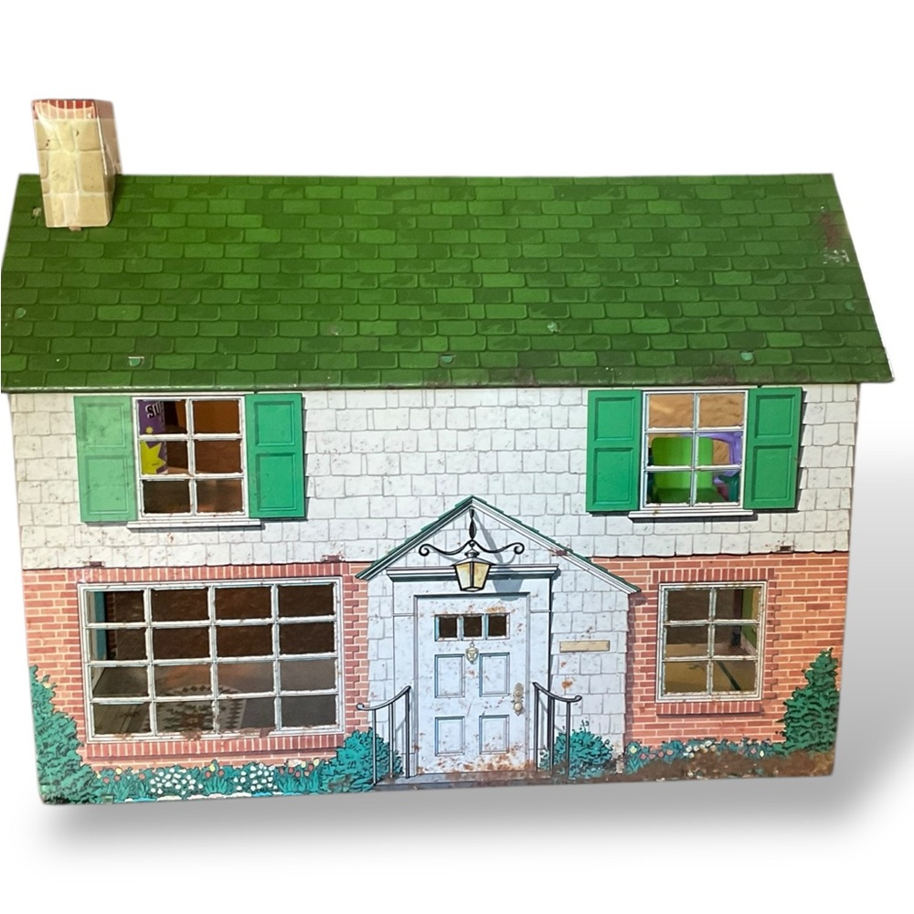 Vintage Marx Dollhouse Tin Metal Litho 1:12 Scale Miniature Mini House 1950s - Picture 1 of 15